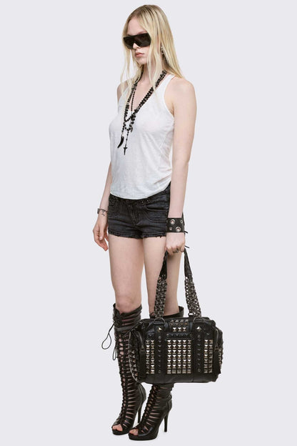 Minga London Ruthless Studded Faux Leather Shoulder Bag
