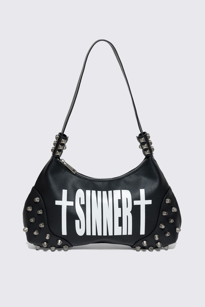 Minga London Sinner Graphic Faux Leather Shoulder Bag