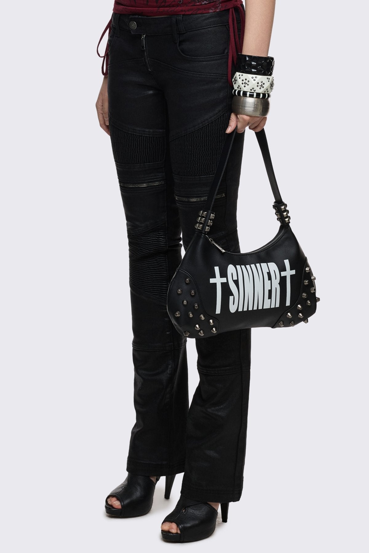 Minga London Sinner Graphic Faux Leather Shoulder Bag