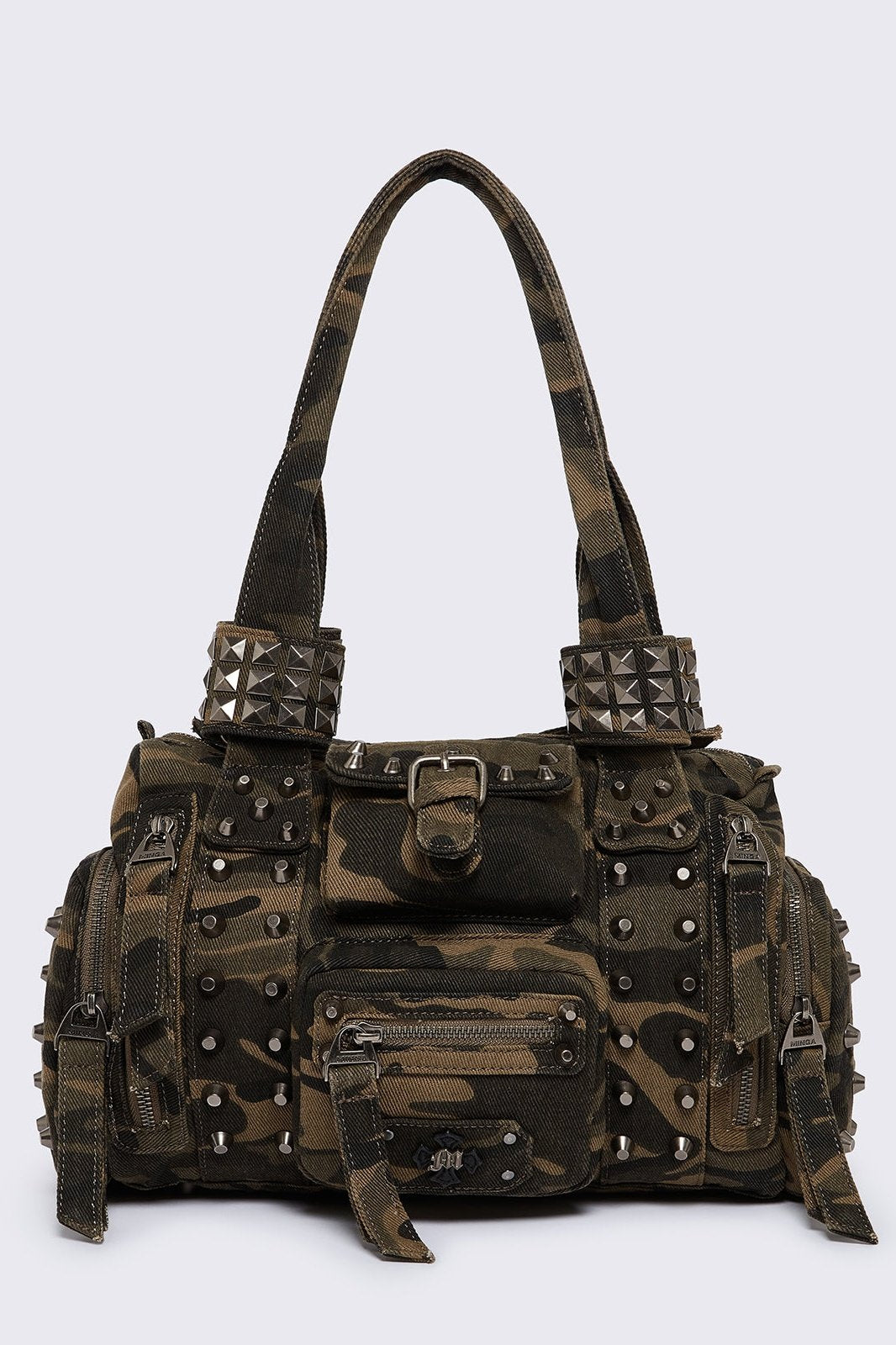 Minga London Myrrh Camo Studded Shoulder Bag