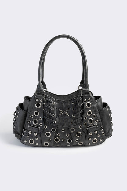 Minga London Rivet Faux Leather Shoulder Bag