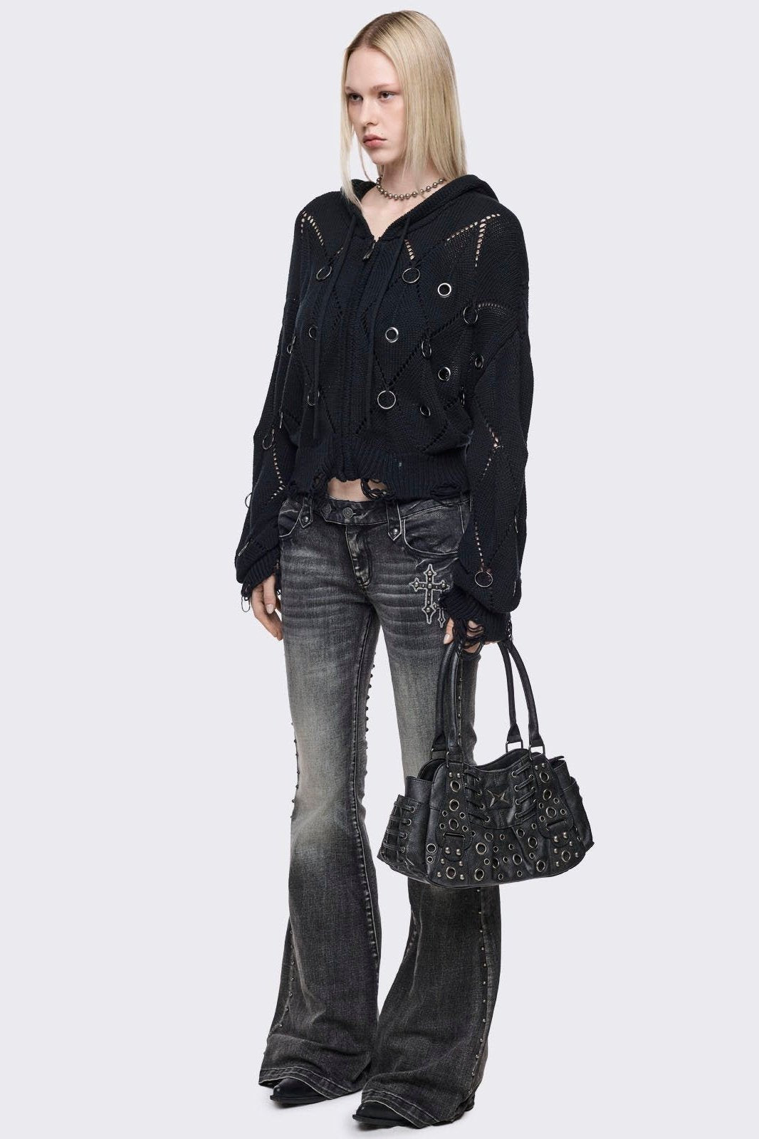Minga London Rivet Faux Leather Shoulder Bag
