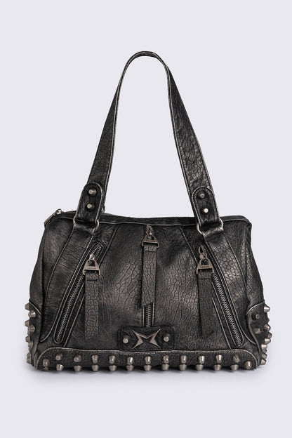 Minga London Xena Studded Faux Leather Shoulder Bag