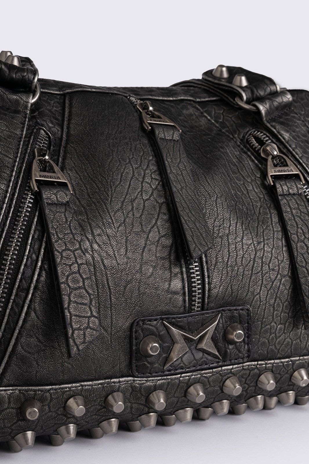 Minga London Xena Studded Faux Leather Shoulder Bag