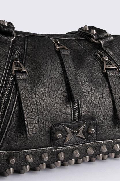Minga London Xena Studded Faux Leather Shoulder Bag