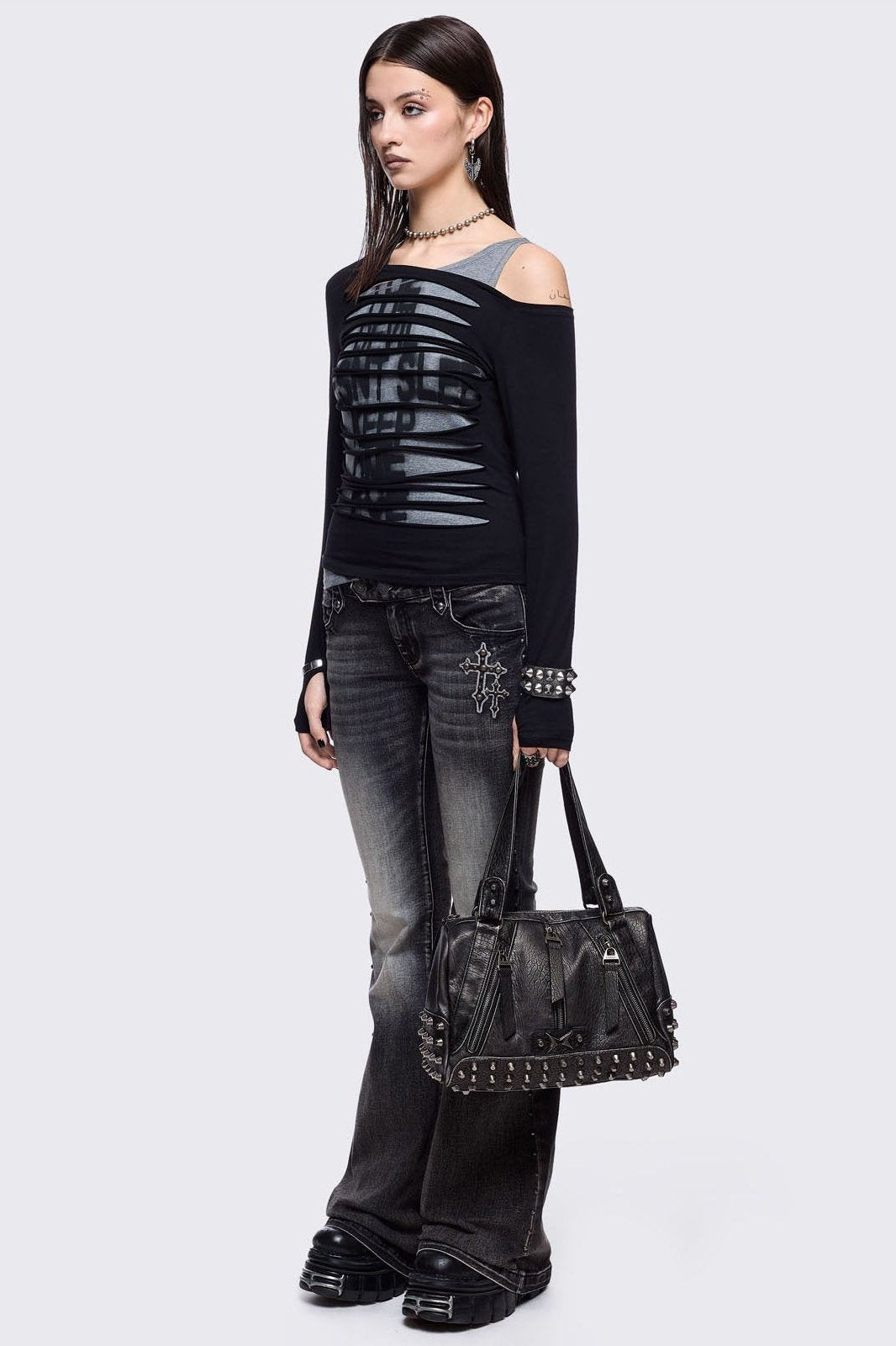 Minga London Xena Studded Faux Leather Shoulder Bag