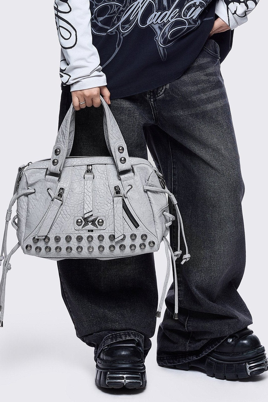Minga London Alba Studded Faux Leather Shoulder Bag