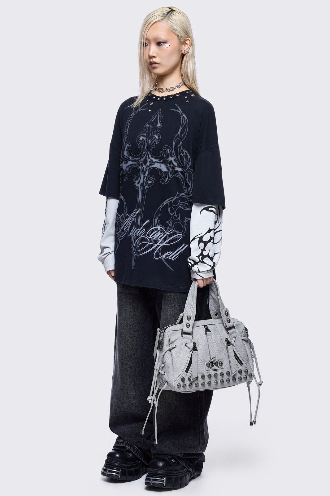 Minga London Alba Studded Faux Leather Shoulder Bag