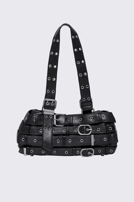 Minga London Kate Belted Faux Leather Shoulder Bag