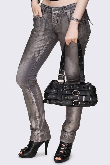 Minga London Kate Belted Faux Leather Shoulder Bag