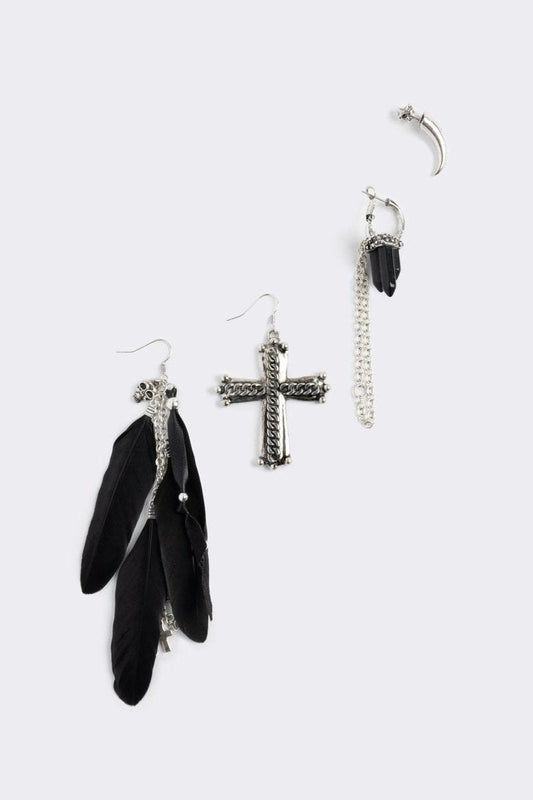 Minga London Dark Feathers Earring Set