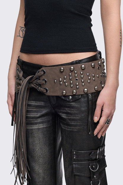Minga London Petra Brown Fringe Belt