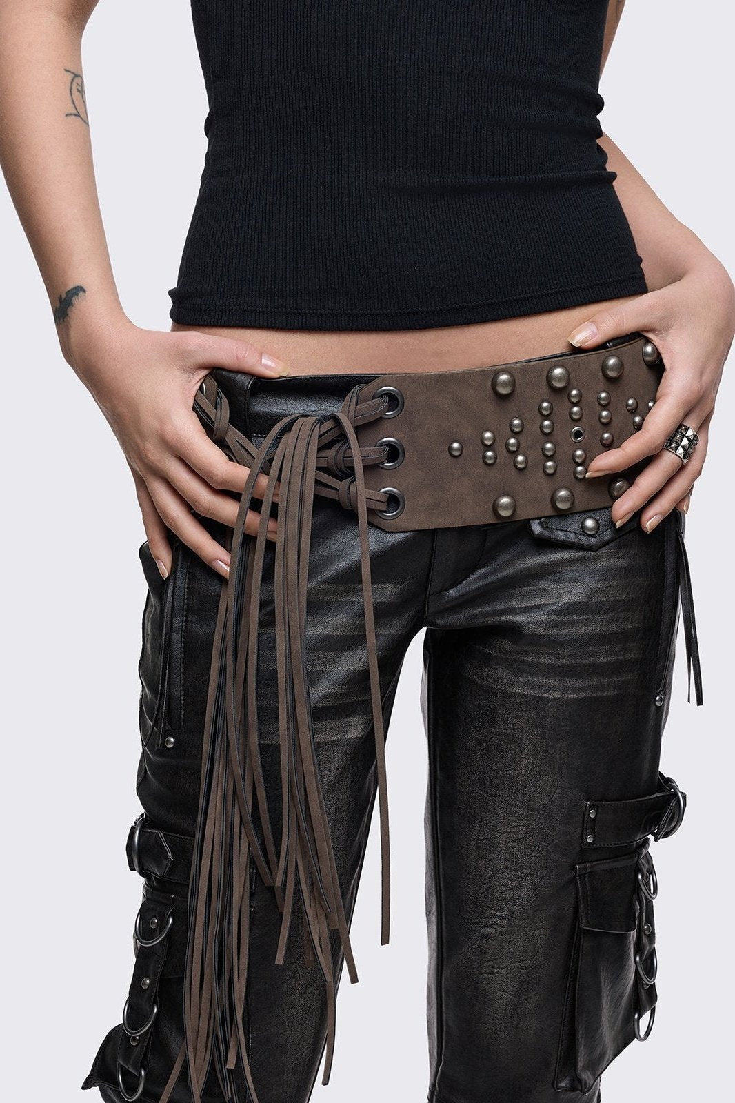 Minga London Petra Brown Fringe Belt