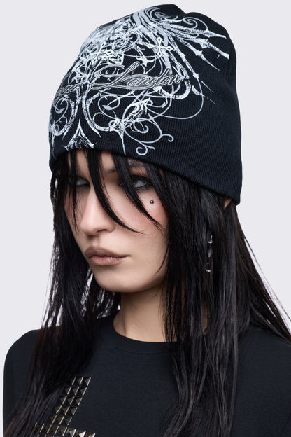 Minga London Chrome Angel Black Beanie