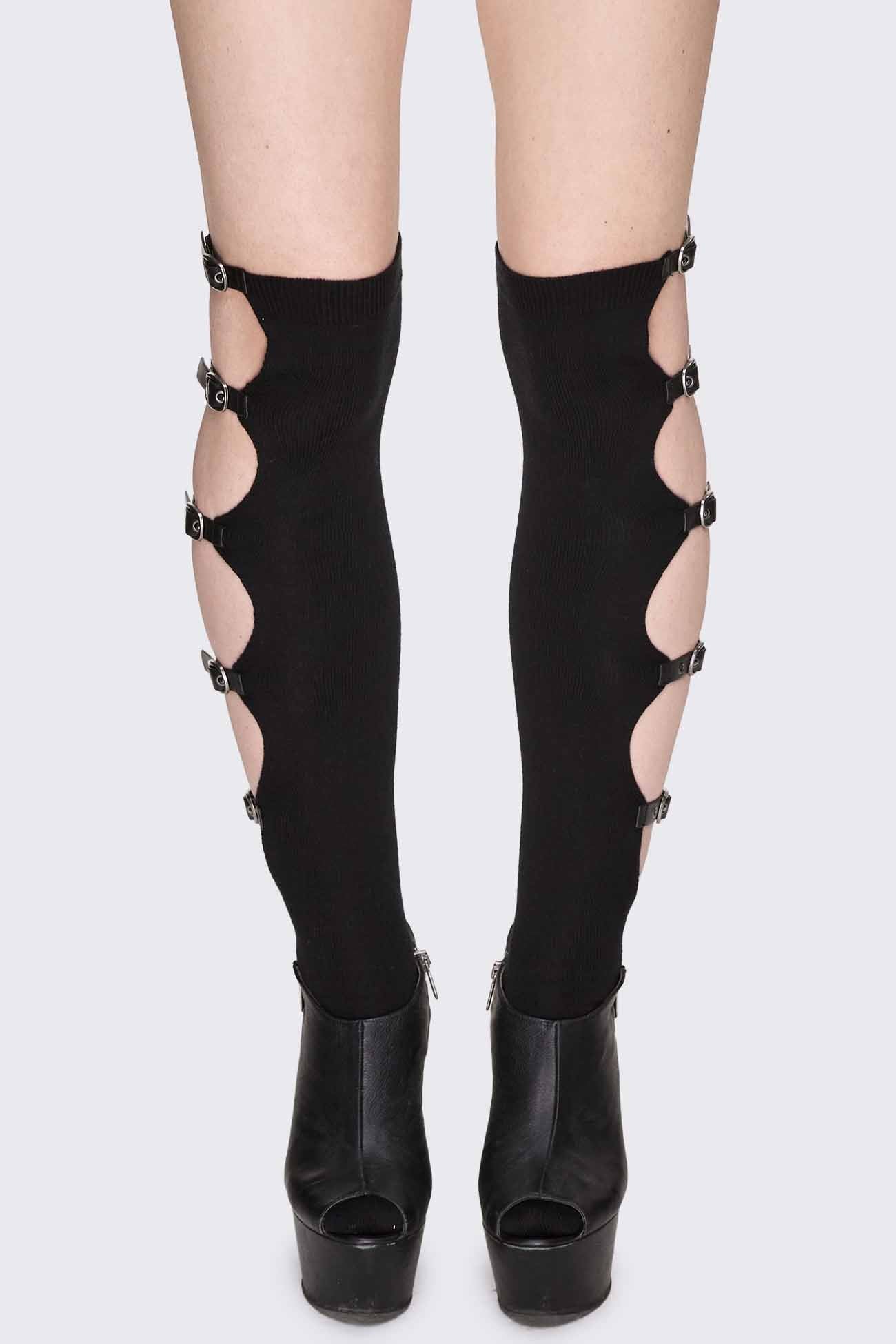 Minga London Shutdown Knee Buckle Straps High Socks