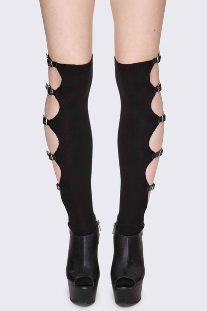 Minga London Shutdown Knee Buckle Straps High Socks