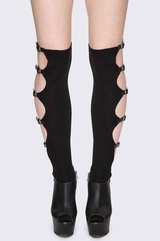 Minga London Shutdown Knee Buckle Straps High Socks