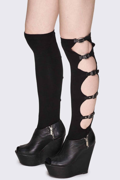 Minga London Shutdown Knee Buckle Straps High Socks