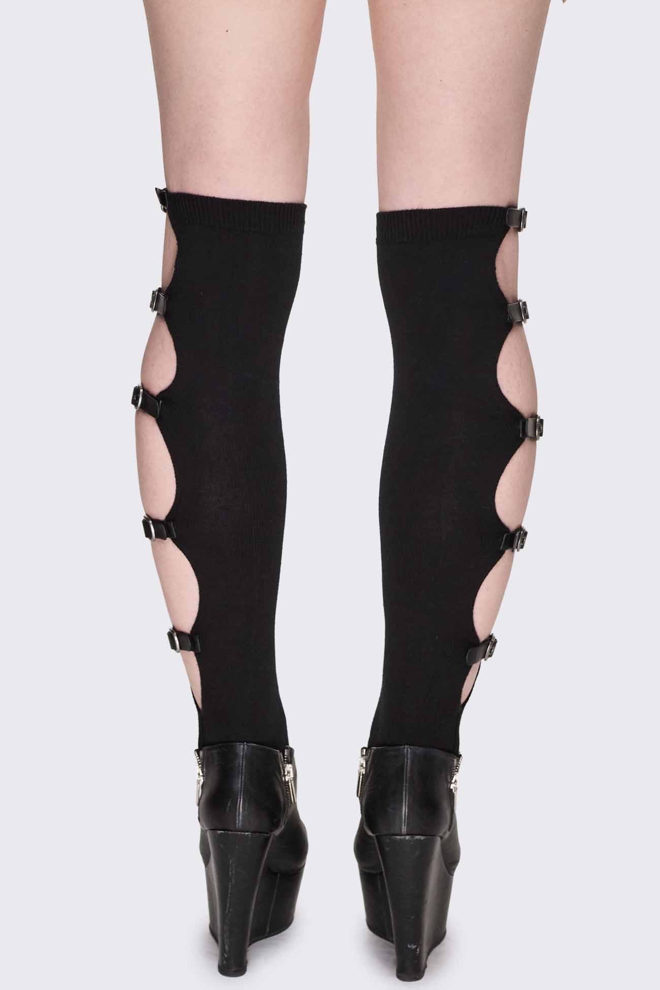 Minga London Shutdown Knee Buckle Straps High Socks