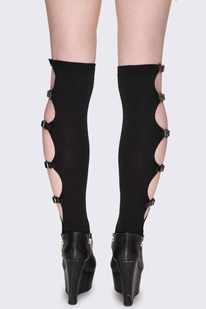 Minga London Shutdown Knee Buckle Straps High Socks