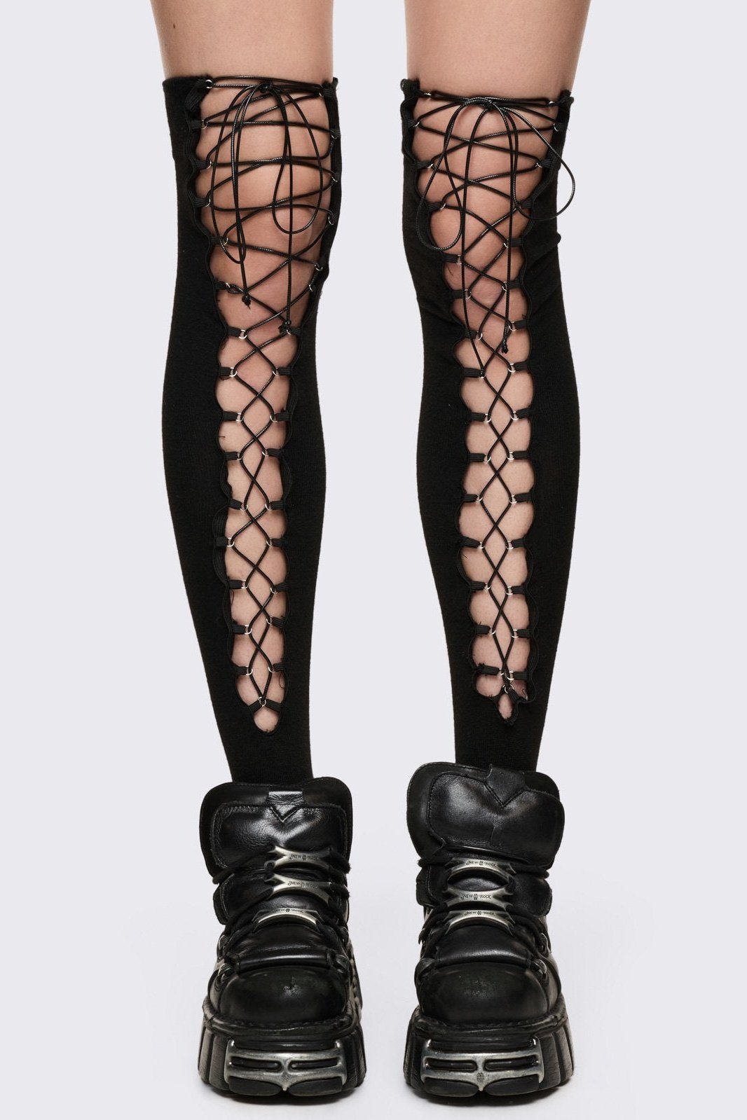 Minga London Lace-Up Thigh Highs