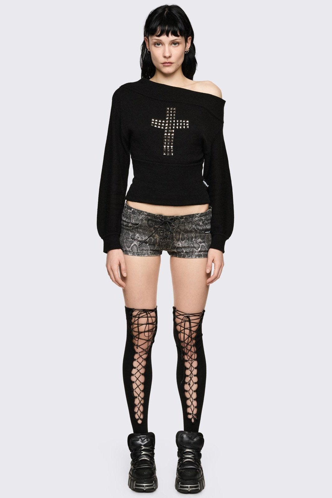Minga London Lace-Up Thigh Highs