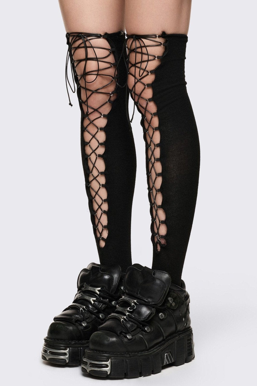 Minga London Lace-Up Thigh Highs