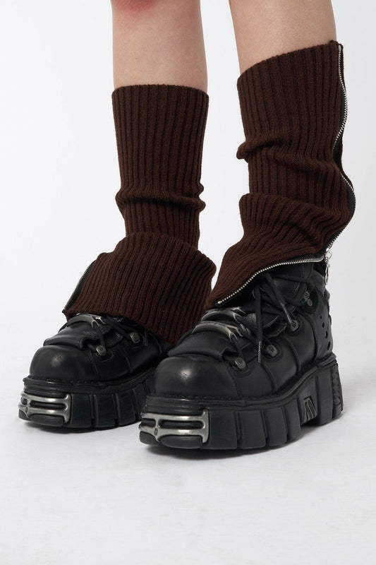 Minga London Downtown Brown Zip Up Leg Warmers