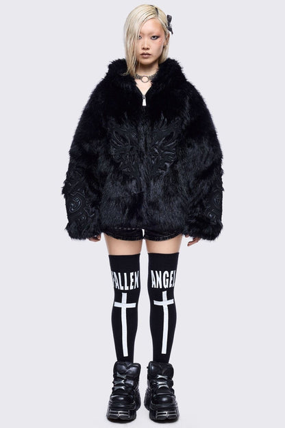 Minga London Fallen Angel Black Thigh Highs