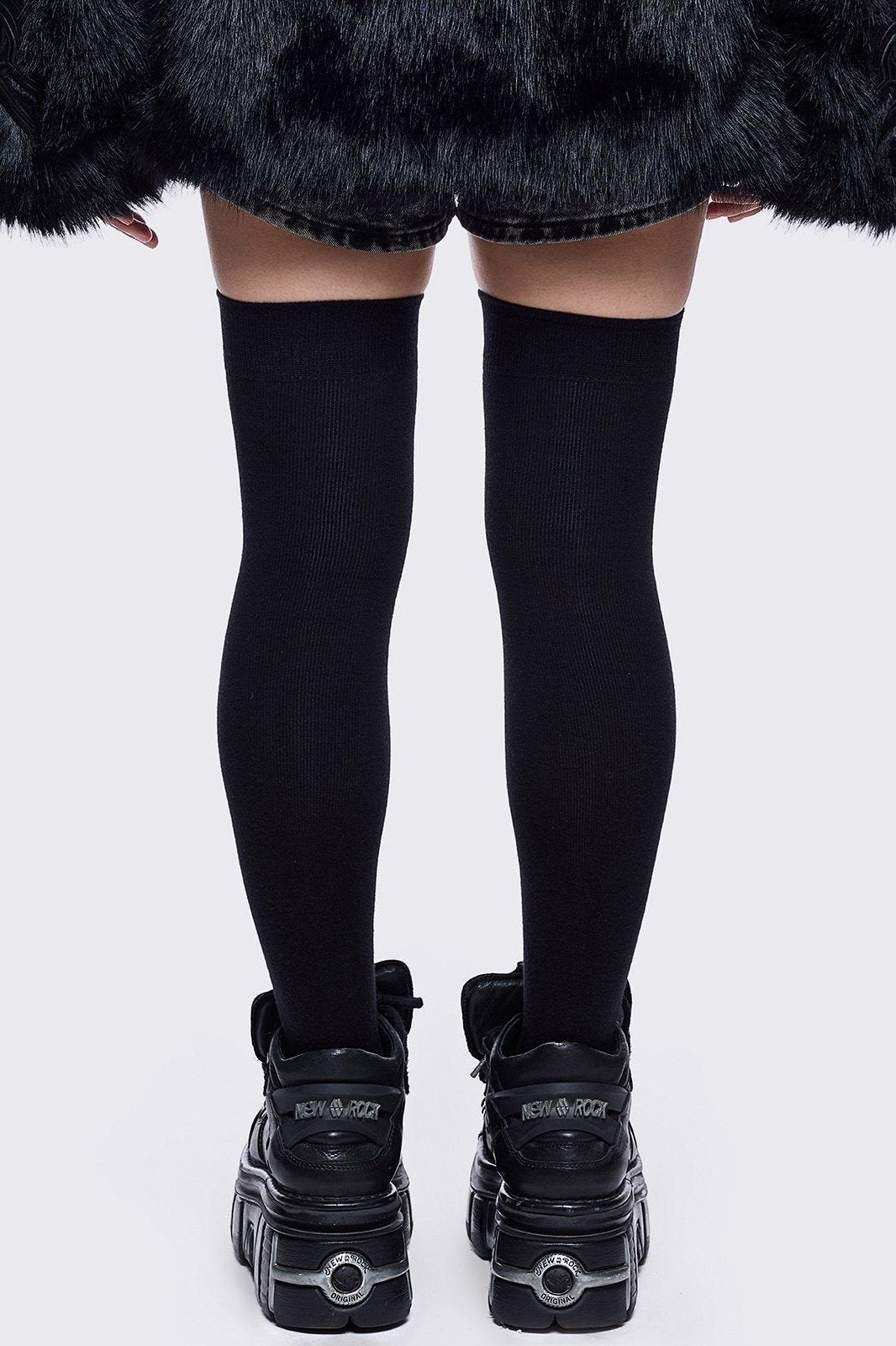 Minga London Fallen Angel Black Thigh Highs