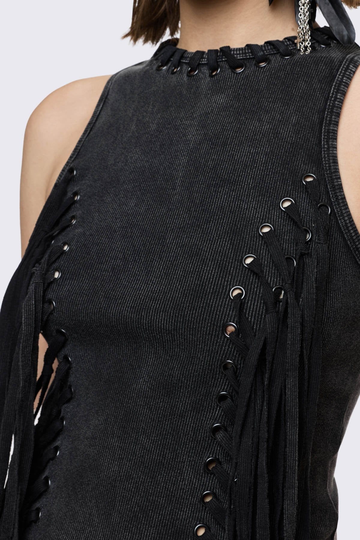 Minga London Anya Fringe Vest Top