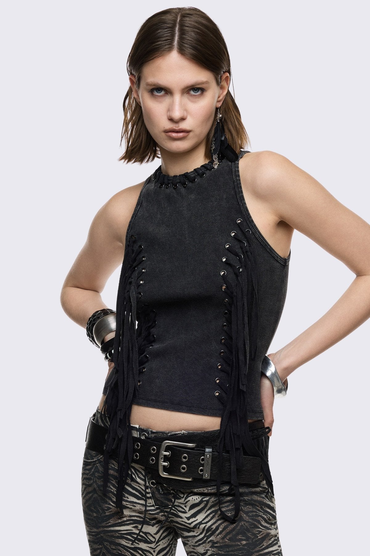 Minga London Anya Fringe Vest Top