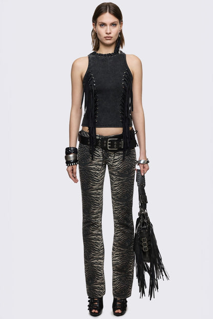 Minga London Anya Fringe Vest Top