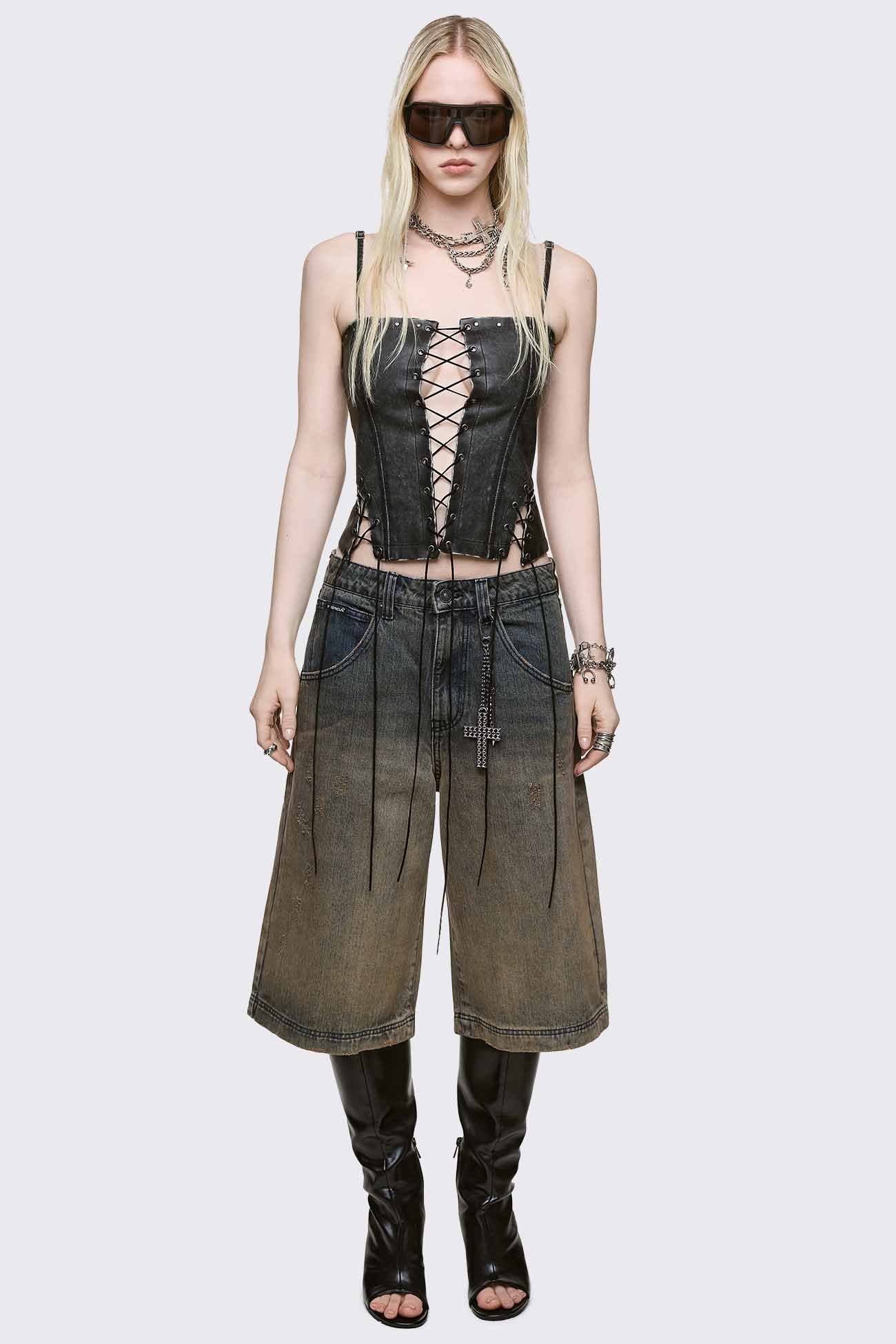 Minga London Jessie Faux Leather Corset Top