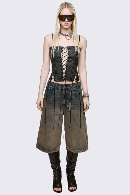 Minga London Jessie Faux Leather Corset Top