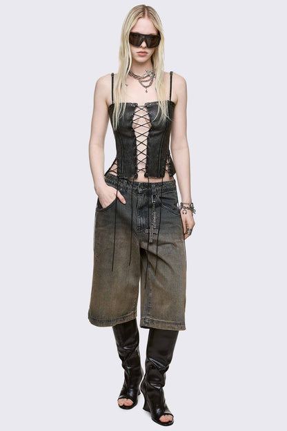 Minga London Jessie Faux Leather Corset Top