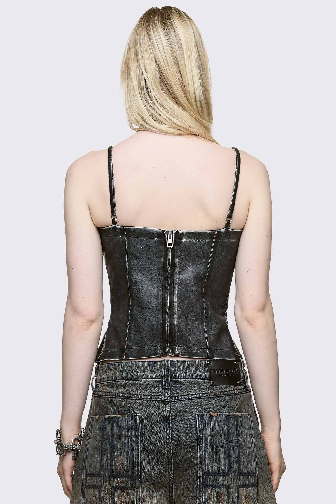 Minga London Jessie Faux Leather Corset Top