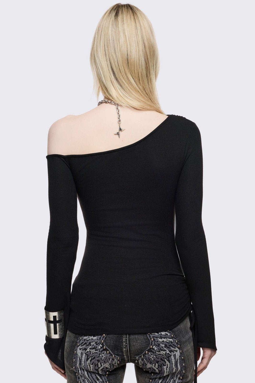 Minga London Samantha Black Off-Shoulder Top