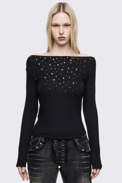 Minga London Maria Black Off-Shoulder Top