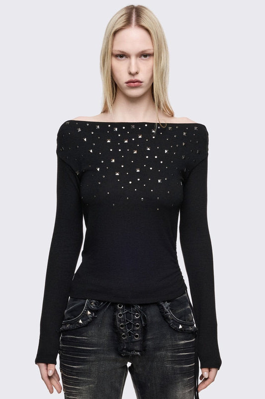 Minga London Maria Black Off-Shoulder Top