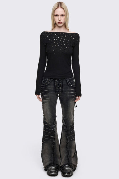 Minga London Maria Black Off-Shoulder Top