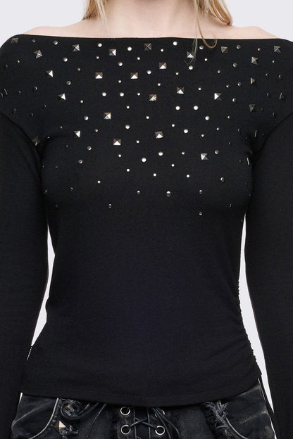 Minga London Maria Black Off-Shoulder Top