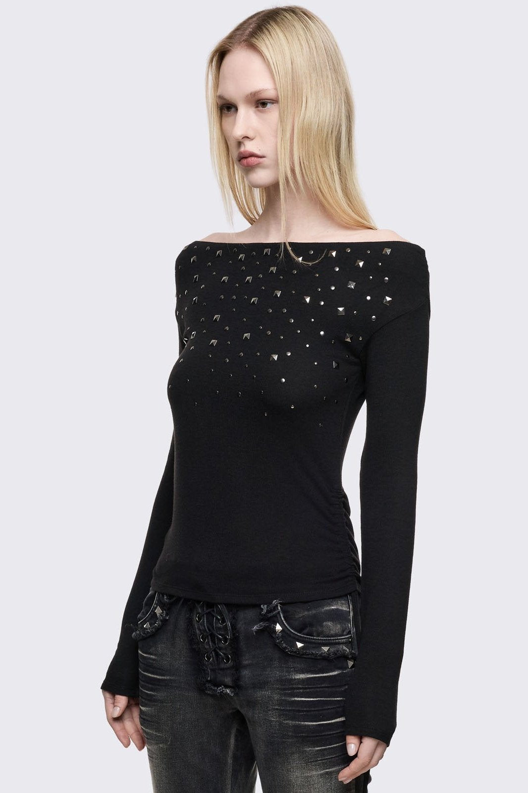 Minga London Maria Black Off-Shoulder Top