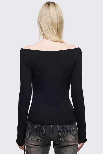 Minga London Maria Black Off-Shoulder Top