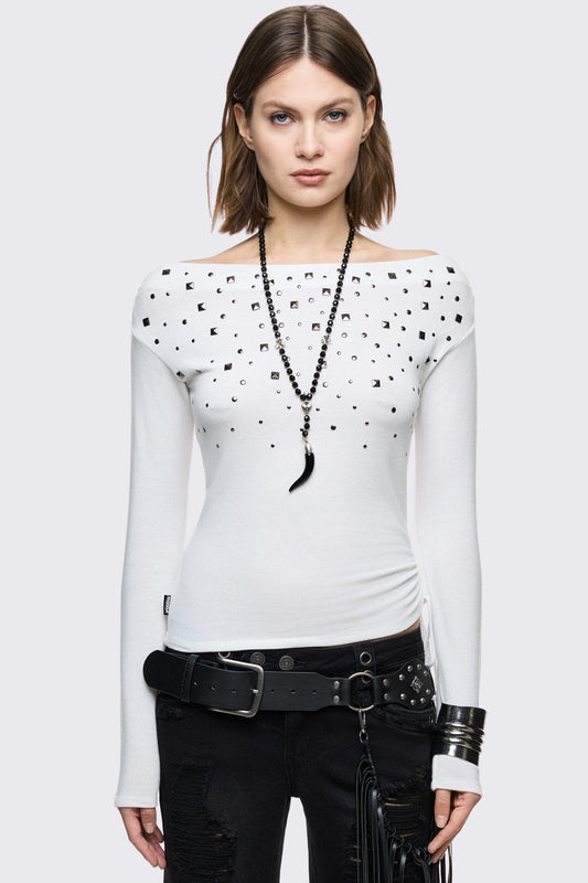 Minga London Maria White Off-Shoulder Top