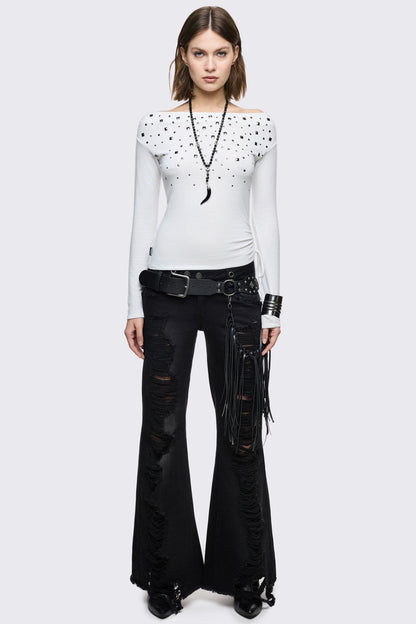 Minga London Maria White Off-Shoulder Top