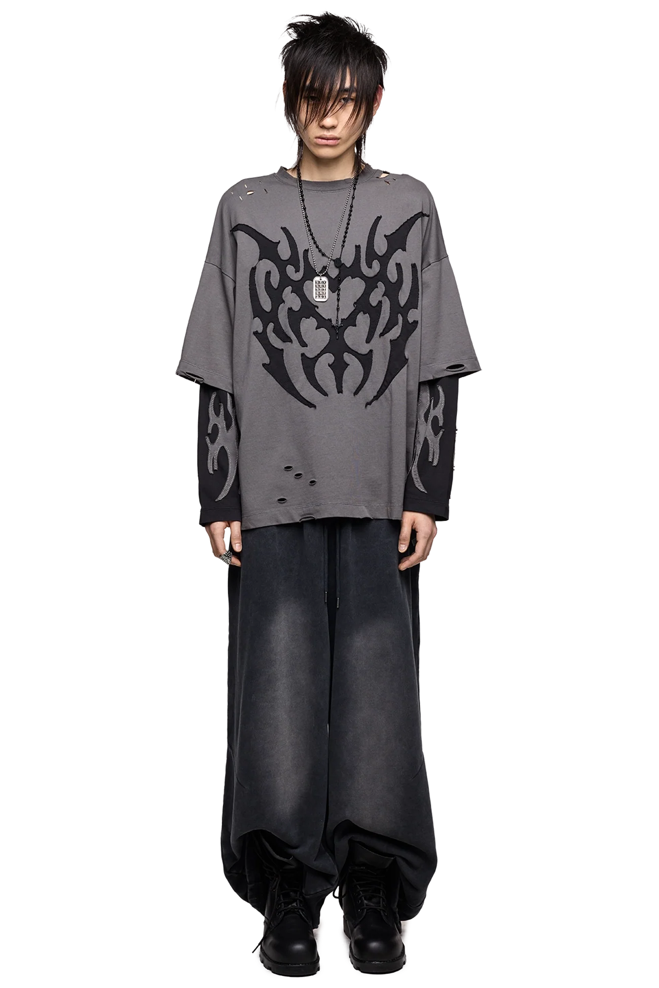 Minga London Luvx Grey Layered T-Shirt
