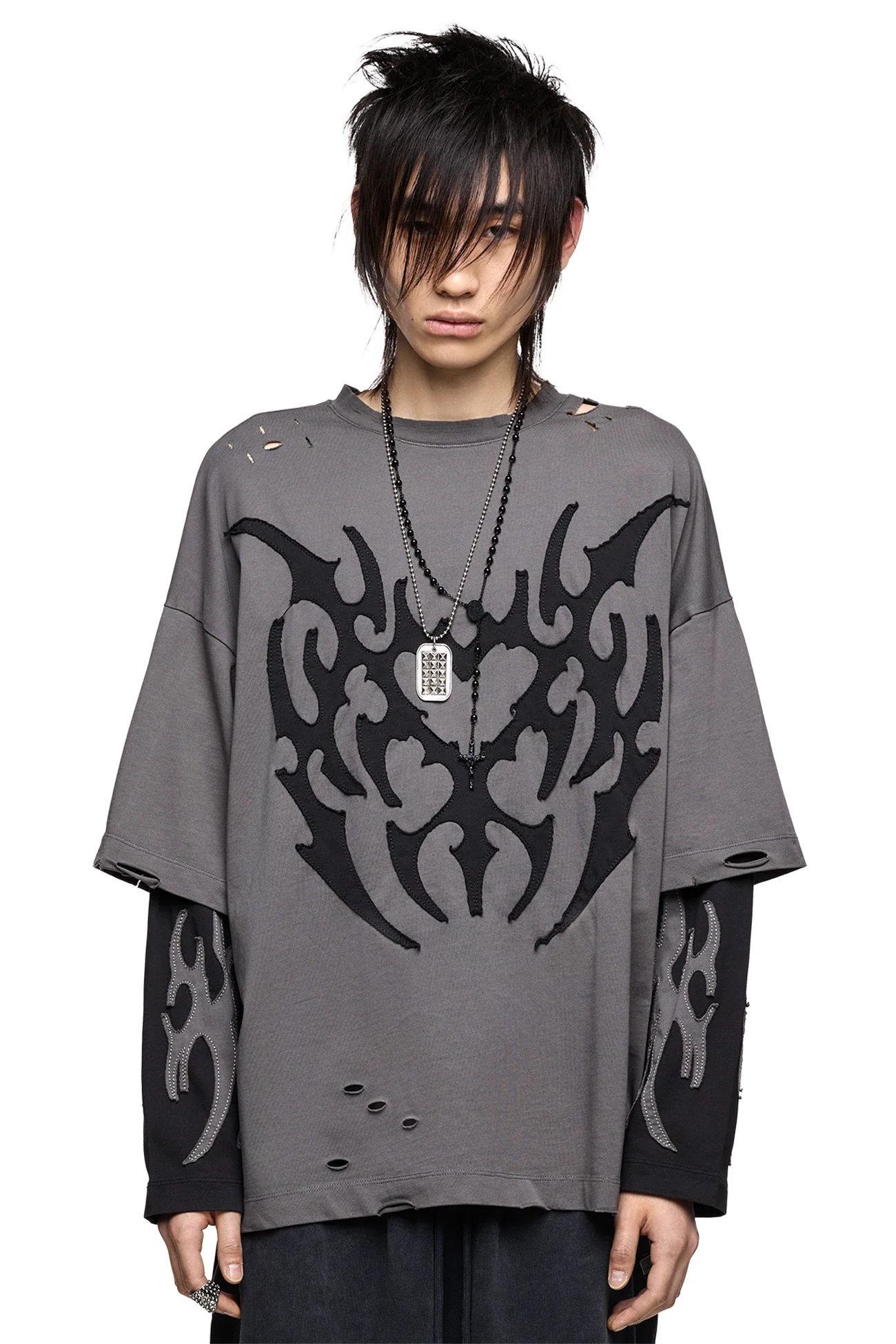 Minga London Luvx Grey Layered T-Shirt