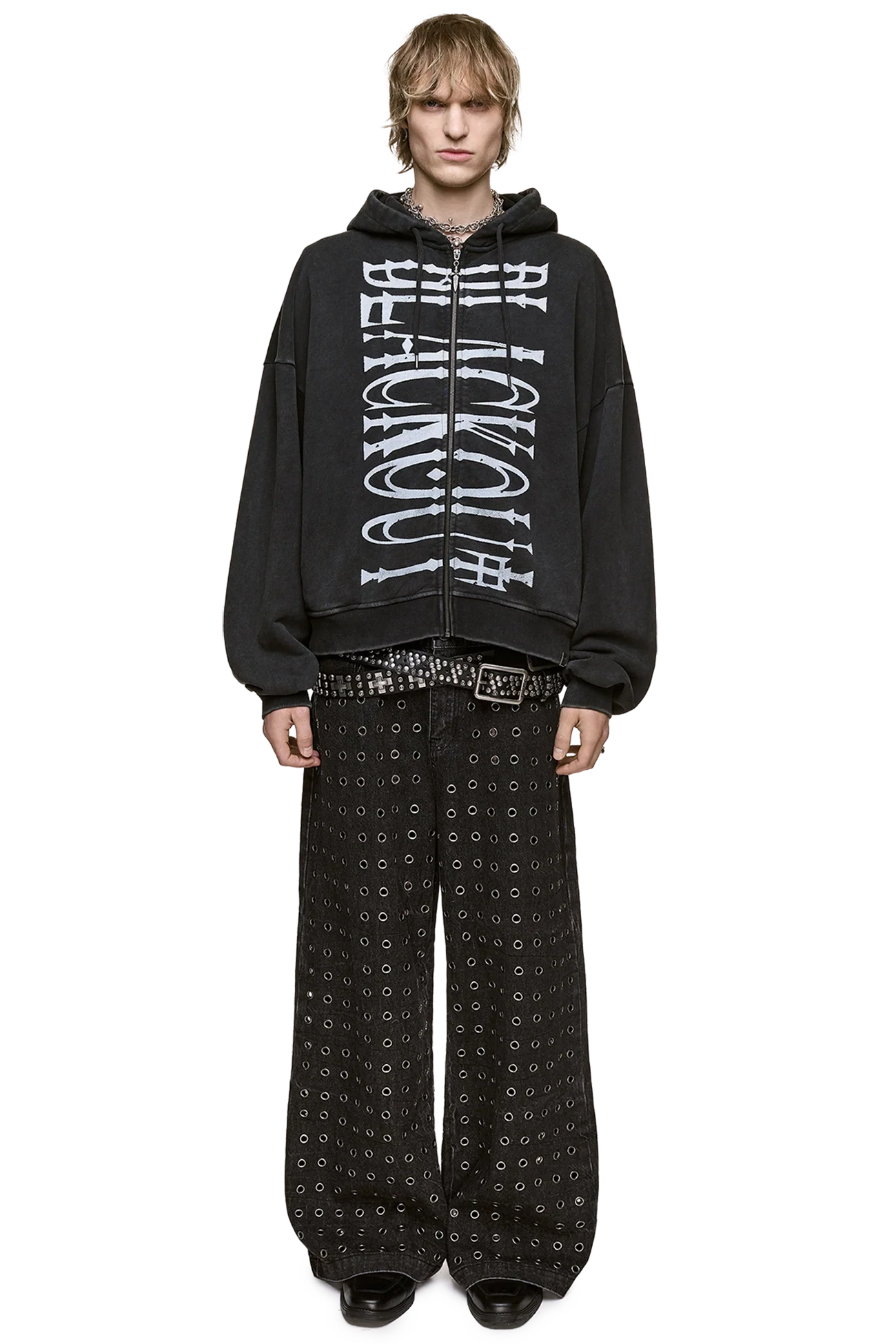 Minga London Blackout Washed Zip Up Hoodie