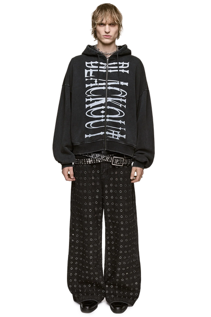 Minga London Blackout Washed Zip Up Hoodie